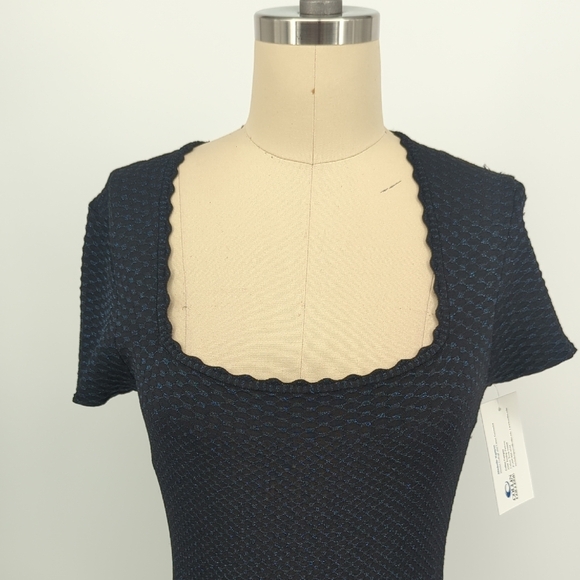 00082 Torn Ronny Kobo Knit A Line Dress Black Blue size Small fall spring preppy - Picture 3 of 9